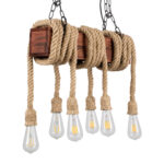 GLOBOSTAR® VIKING 00606 Vintage Κρεμαστό Φωτιστικό Οροφής με Ντουί 6 x E27 AC 220-240V IP20 - Καφέ & Μπεζ - Μ53 x Π11 x Υ220cm - Image 4