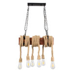 GLOBOSTAR® VIKING 00606 Vintage Κρεμαστό Φωτιστικό Οροφής με Ντουί 6 x E27 AC 220-240V IP20 - Καφέ & Μπεζ - Μ53 x Π11 x Υ220cm - Image 5