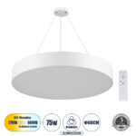 GLOBOSTAR® BURTON 61203 Μοντέρνο Κρεμαστό Φωτιστικό Οροφής LED 75W 8625lm 120° AC 220-240V IP20 Ρυθμιζόμενο Λευκό CCT με Χειριστήριο από 2700K έως 6000K Dimmable - Lumileds SMD Chip - Λευκό Ματ - Μ60 x Π60 x Υ8cm - 3 Χρόνια Εγγύηση - Image 2