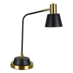 GLOBOSTAR® LETO 00834 Μοντέρνο Επιτραπέζιο Φωτιστικό Πορτατίφ με Ντουί 1 x E27 AC 220-240V IP20 - Μαύρο & Χρυσό - Μ30 x Π18 x Υ54cm - Image 3