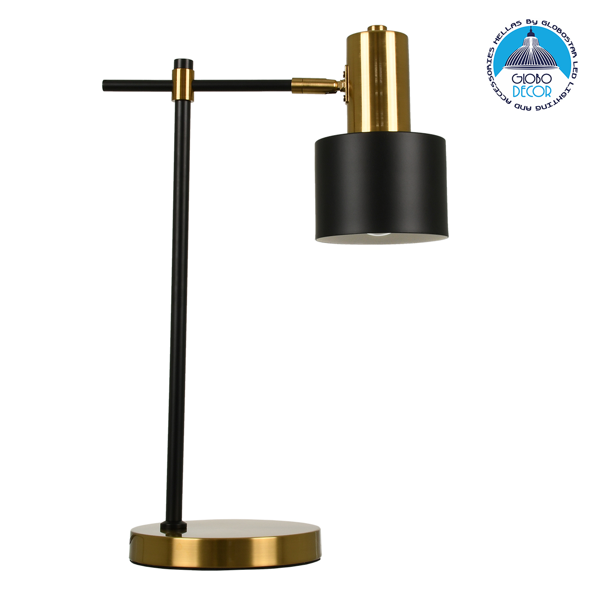 00835_1 GLOBOSTAR® LETO 00835 Μοντέρνο Επιτραπέζιο Φωτιστικό Πορτατίφ με Ντουί 1 x E27 AC 220-240V IP20 - Μαύρο & Χρυσό - Μ18 x Π18 x Υ50.5cm - Image 1