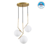 GLOBOSTAR® MONROE 00953 Μοντέρνο Κρεμαστό Φωτιστικό Οροφής με Ντουί 3 x E27 AC 220-240V IP20 - Χρυσό & Λευκό - Μ60 x Π60 x Υ50cm