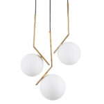 GLOBOSTAR® MONROE 00953 Μοντέρνο Κρεμαστό Φωτιστικό Οροφής με Ντουί 3 x E27 AC 220-240V IP20 - Χρυσό & Λευκό - Μ60 x Π60 x Υ50cm - Image 4