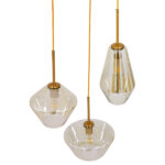 GLOBOSTAR® AMARIS 00978 Μοντέρνο Κρεμαστό Φωτιστικό Οροφής με Ντουί 3 x E27 AC 220-240V IP20 - Χρυσό & Μελί - Μ50 x Π50 x Υ30cm - Image 3