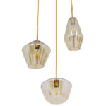GLOBOSTAR® AMARIS 00978 Μοντέρνο Κρεμαστό Φωτιστικό Οροφής με Ντουί 3 x E27 AC 220-240V IP20 - Χρυσό & Μελί - Μ50 x Π50 x Υ30cm - Image 4