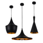 GLOBOSTAR® SHANGHAI 01025 Μοντέρνο Κρεμαστό Φωτιστικό Οροφής με Ντουί 3 x E27 AC 220-240V IP20 - Μαύρο & Χρυσό - Μ79.5 x Π79.5 x Υ38cm - Σετ 3 Τεμαχίων - Image 6