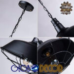 GLOBOSTAR® RAY 01048 Vintage Κρεμαστό Φωτιστικό Οροφής με Ντουί 1 x E27 AC 220-240V IP20 - Μαύρο - Μ46 x Π46 x Υ39cm - Image 5