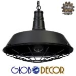 GLOBOSTAR® RAY 01048 Vintage Κρεμαστό Φωτιστικό Οροφής με Ντουί 1 x E27 AC 220-240V IP20 - Μαύρο - Μ46 x Π46 x Υ39cm