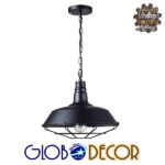 GLOBOSTAR® RAY 01048 Vintage Κρεμαστό Φωτιστικό Οροφής με Ντουί 1 x E27 AC 220-240V IP20 - Μαύρο - Μ46 x Π46 x Υ39cm - Image 2
