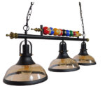 GLOBOSTAR® BILLIARD SERIES 01280 Vintage Κρεμαστό Φωτιστικό Οροφής με Ντουί 3 x E27 AC 220-240V IP20 - Μαύρο & Μελί - Μ96 x Π25 x Υ30cm - Image 4