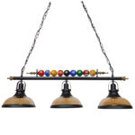 GLOBOSTAR® BILLIARD SERIES 01280 Vintage Κρεμαστό Φωτιστικό Οροφής με Ντουί 3 x E27 AC 220-240V IP20 - Μαύρο & Μελί - Μ96 x Π25 x Υ30cm - Image 3