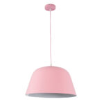 GLOBOSTAR® UPVALE 01284 Μοντέρνο Κρεμαστό Φωτιστικό Οροφής με Ντουί 1 x E27 AC 220-240V IP20 - Ροζ & Λευκό - Μ40 x Π40 x Υ24cm - Image 4