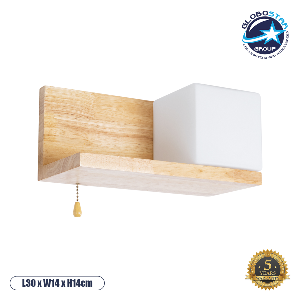 01366_1 GLOBOSTAR® AMITY 01366 Μοντέρνο Φωτιστικό Τοίχου - Απλίκα με Ντουί 1 x E27 AC 220-240V IP20 - Μπεζ & Λευκό - Μ30 x Π14.5 x Υ15cm - Image 1