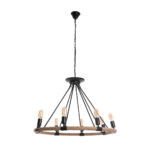 GLOBOSTAR® MILLBANK 01423 Vintage Κρεμαστό Φωτιστικό Οροφής με Ντουί 8 x E27 AC 220-240V IP20 - Μαύρο & Μπεζ - Μ80 x Π80 x Y54cm - Image 4