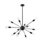 GLOBOSTAR® MILANO 01486 Μοντέρνο Φωτιστικό Οροφής με Ντουί 12 x E27 AC 220-240V IP20 - Μαύρο - Μ80 x Π80 x Υ80cm - Image 2