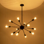GLOBOSTAR® MILANO 01486 Μοντέρνο Φωτιστικό Οροφής με Ντουί 12 x E27 AC 220-240V IP20 - Μαύρο - Μ80 x Π80 x Υ80cm - Image 3