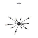 GLOBOSTAR® MILANO 01486 Μοντέρνο Φωτιστικό Οροφής με Ντουί 12 x E27 AC 220-240V IP20 - Μαύρο - Μ80 x Π80 x Υ80cm - Image 5