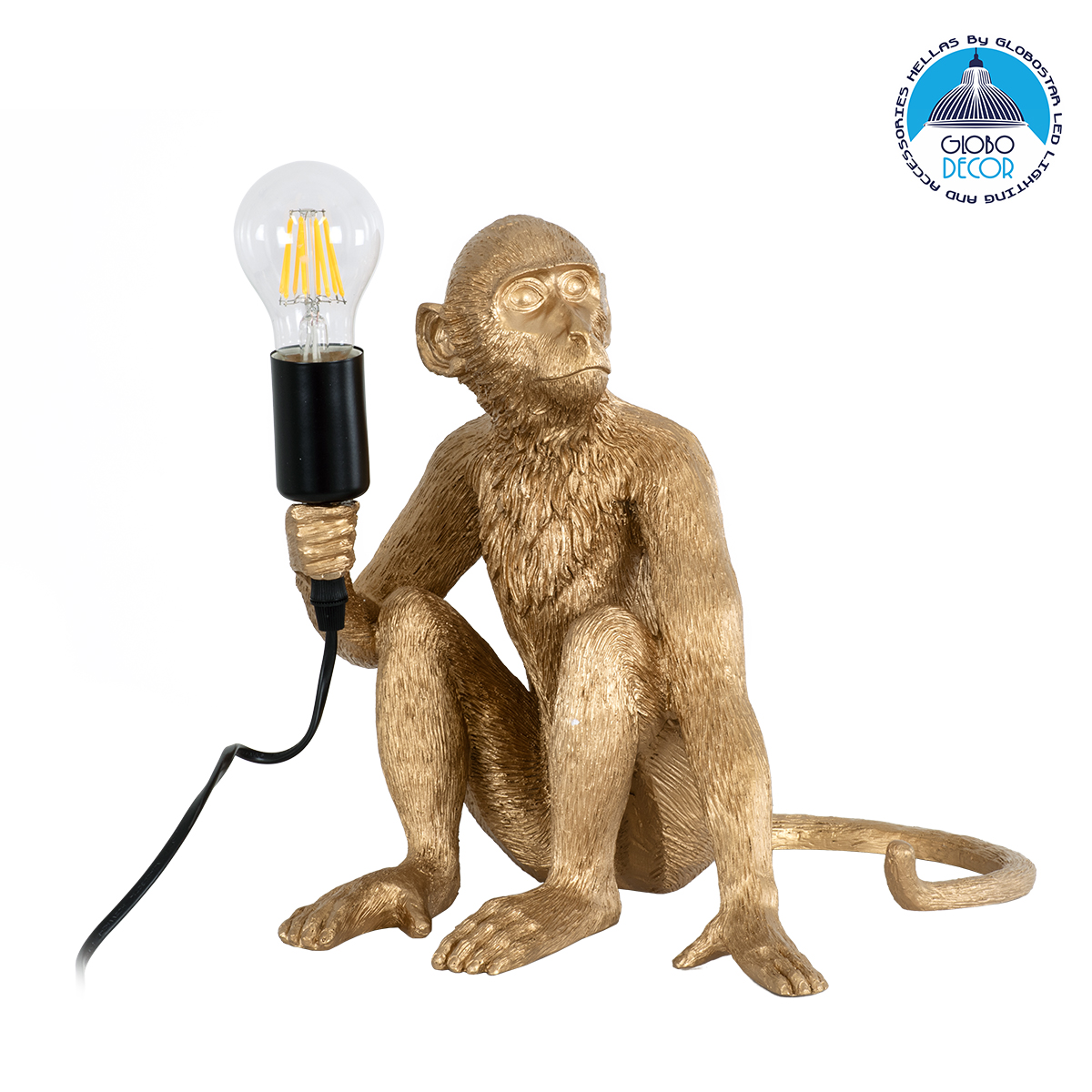 01809_1 GLOBOSTAR® APES 01809 Μοντέρνο Επιτραπέζιο Φωτιστικό Πορτατίφ με Ντουί 1 x E27 AC 220-240V IP20 - Χρυσό - Μ30 x Π27 x Υ30cm - Image 1