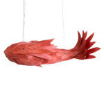 GLOBOSTAR® GOURAMI 02361 Μοντέρνο Κρεμαστό Φωτιστικό Οροφής με Ντουί 1 x E27 AC 220-240V IP20 - Κόκκινο - Μ100 x Π72 x Υ36cm - Image 2