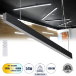 GLOBOSTAR® FELIX 61028-P Μοντέρνο Γραμμικό Κρεμαστό Φωτιστικό Οροφής LED 54W 6500lm 120° AC 220-240V IP20 Ρυθμιζόμενο Λευκό CCT με Χειριστήριο από 2700K έως 6000K Dimmable - Lumileds SMD Chip - Μαύρο Ματ - Μ120 x Π3.5 x Υ7cm - 3 Χρόνια Εγγύηση - Image 2