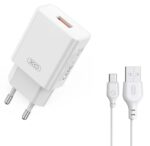 XO L127 USB-A QC18W Φορτιστής Γρήγορης Φόρτισης με Type-C Καλώδιο