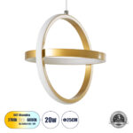GLOBOSTAR® ALICE 61057 Μοντέρνο Κρεμαστό Φωτιστικό Οροφής LED 20W 2400lm 300° AC 220-240V IP20 Ρυθμιζόμενο Λευκό CCT με On/Off 2700K/4500K/6000K - Lumileds SMD Chip - Χρυσό Βούρτσας - Μ25 x Π22 x Υ25cm - 3 Χρόνια Εγγύηση - Image 2