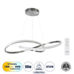 GLOBOSTAR® DEXTER 60915 Μοντέρνο Κρεμαστό Φωτιστικό Οροφής LED 90W 10080lm 300° AC 220-240V IP20 Ρυθμιζόμενο Λευκό CCT με Χειριστήριο από 2700K έως 6000K Dimmable - Lumileds SMD Chip - Σατινέ Νίκελ Βούρτσας - Μ73 x Π73 x Υ16cm - 3 Χρόνια Εγγύηση - Image 2