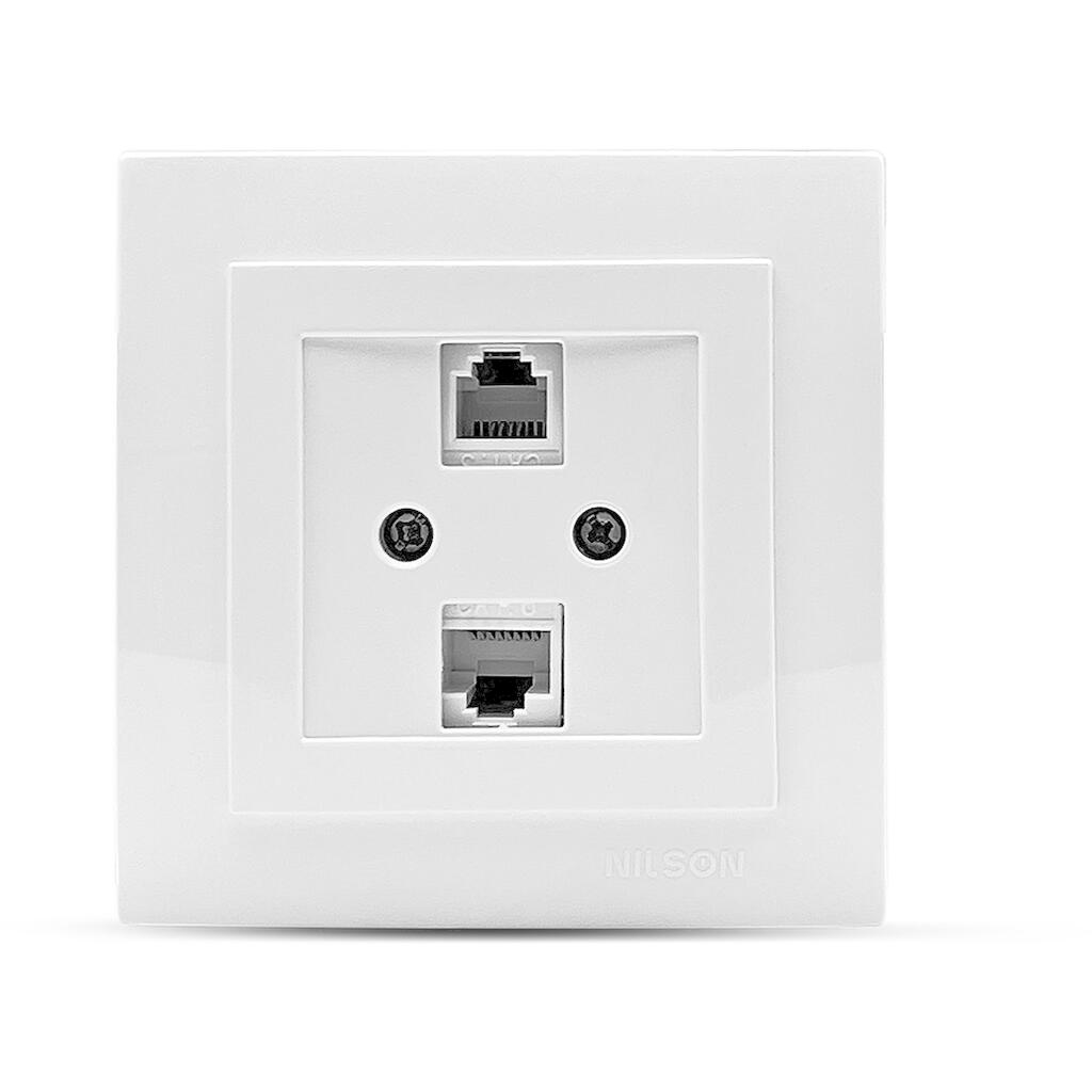 24111049_0 Λευκή πρίζα δικτύου RJ45-CAT6-RJ11 - Image 1