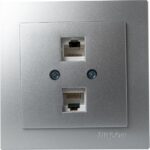 Ασημί πρίζα δικτύου CAT5 διπλή - Image 2