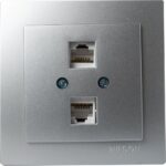 Ασημί πρίζα δικτύου CAT6  διπλή - Image 2