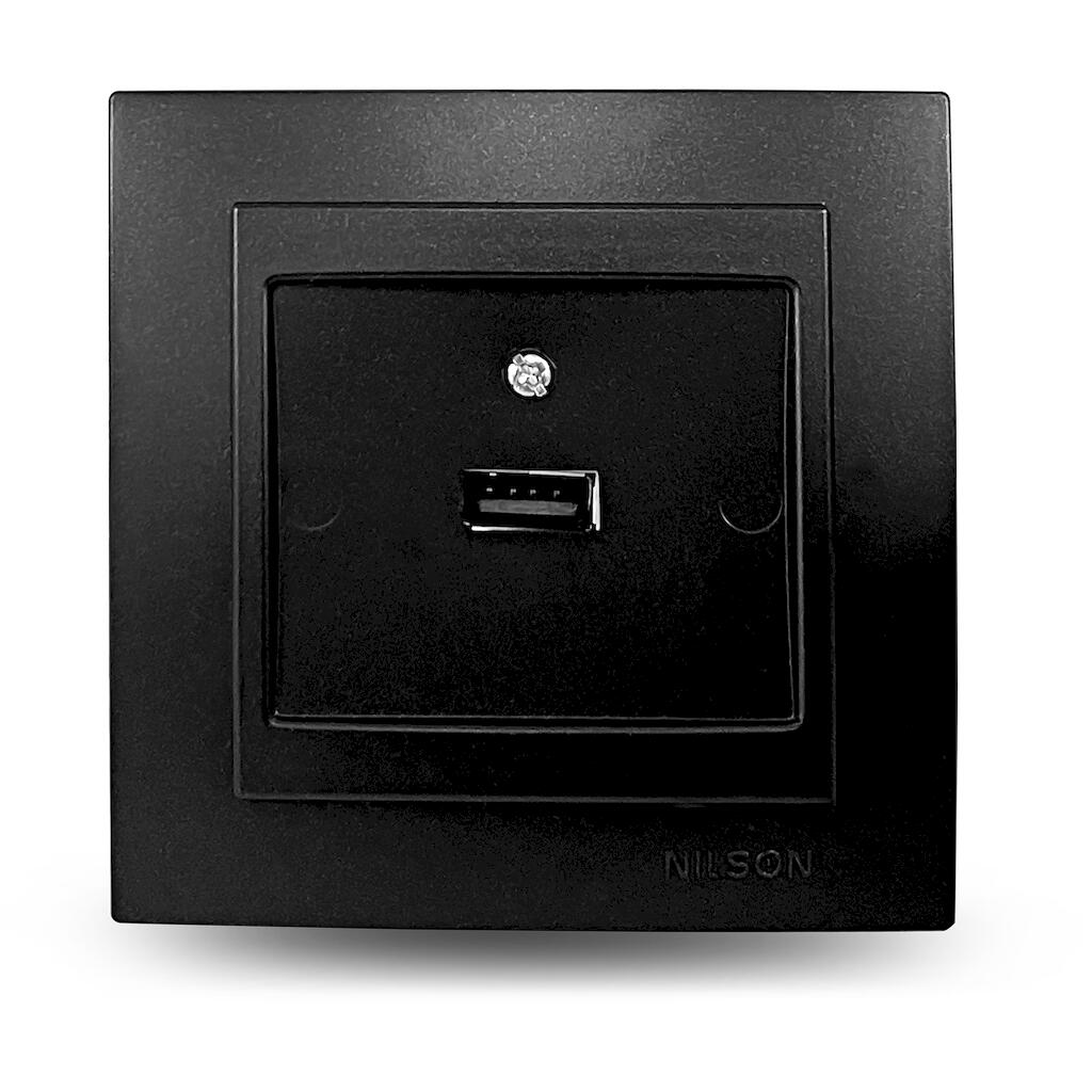 24381080_0 Μαύρη ματ πρίζα USB - Image 1