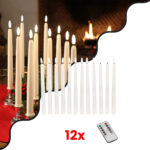 GLOBOSTAR® CANDLESTICKS 79564 Διακοσμητικό Κερi Κηροπηγίου με Εφέ Κινούμενης Φλόγας & IR Ασύρματο Χειριστήριο LED 0.5W 25lm 180° DC 3V με 2xAA Μπαταρίες IP20 Θερμό Λευκό 2700K - Λευκό - Μ2 x Π2 x Υ27.5cm - Πακέτο 12 Τεμαχίων - 2 Χρόνια Εγγύηση - Image 2