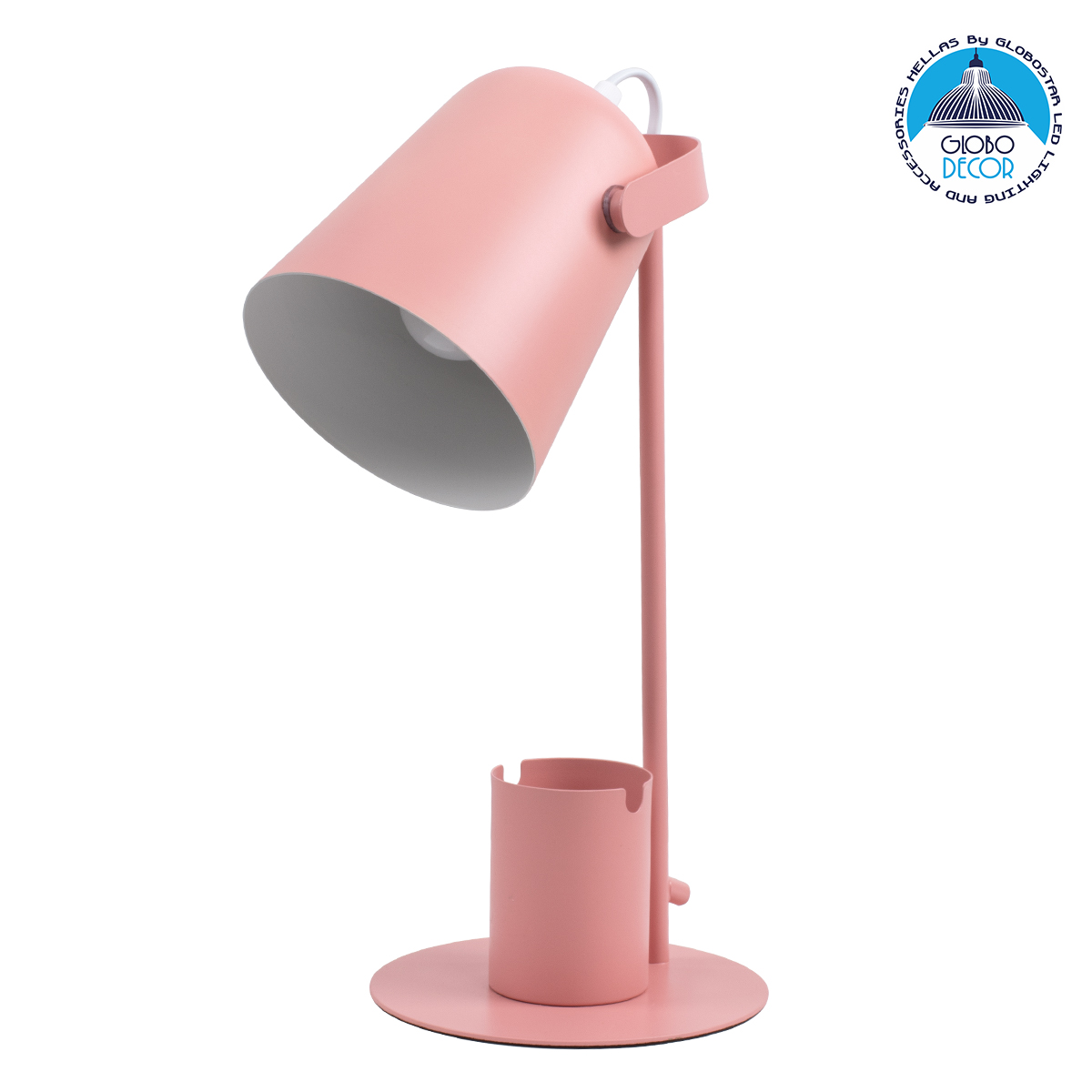 61565_1 GLOBOSTAR® PENCASE 61565 Μοντέρνο Επιτραπέζιο Φωτιστικό Πορτατίφ με Ντουί 1 x E27 AC 220-240V IP20 - Ροζ - Μ12 x Π15 x Υ38cm - Image 1
