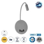 GLOBOSTAR® GOOSE 61694 Μοντέρνο Φωτιστικό Τοίχου - Απλίκα Ξενοδοχείου Reading Light με Φορτιστή USB 3A LED 6W 540lm 36° & 360° AC 220-240V IP20 Θερμό Λευκό 2700K - CREE XPE & Lumileds SMD Chip - Γκρι Ανθρακί Ματ - Μ15.5 x Π15 x Υ30.5cm - 3 Χρόνια Εγγύηση
