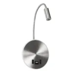 GLOBOSTAR® GOOSE 61696 Μοντέρνο Φωτιστικό Τοίχου - Απλίκα Ξενοδοχείου Reading Light με Φορτιστή USB 3A LED 6W 540lm 36° & 360° AC 220-240V IP20 Θερμό Λευκό 2700K - CREE XPE & Lumileds SMD Chip - Νίκελ Βούρτσας - Μ15.5 x Π15 x Υ30.5cm - 3 Χρόνια Εγγύηση