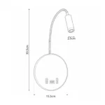 GLOBOSTAR® GOOSE 61696 Μοντέρνο Φωτιστικό Τοίχου - Απλίκα Ξενοδοχείου Reading Light με Φορτιστή USB 3A LED 6W 540lm 36° & 360° AC 220-240V IP20 Θερμό Λευκό 2700K - CREE XPE & Lumileds SMD Chip - Νίκελ Βούρτσας - Μ15.5 x Π15 x Υ30.5cm - 3 Χρόνια Εγγύηση - Image 5