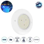 GLOBOSTAR® POOLARTY 61714 Υποβρύχιο Φωτιστικό για Σιντριβάνια/Πισίνες LED 8W 680lm 120° DC 12V Αδιάβροχο IP68 Ψυχρό Λευκό 6000K Dimmable - Bridgelux SMD Chip - 1m VDE Rubber Καλώδιο - Μ13 x Π13 x Υ2cm - 3 Χρόνια Εγγύηση
