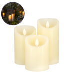 GLOBOSTAR® FIREFLAME 79555 Διακοσμητικό Κερί Παραφίνης με Εφέ Κινούμενης Φλόγας & IR Ασύρματο Χειριστήριο LED 0.5W 25lm 120° DC 3V με 2xAA Μπαταρίες IP20 Θερμό Λευκό 2700K Dimmable - Μπεζ -Μ7.5 x Π7.5 x Υ15cm - Πακέτο 3 Τεμαχίων - 1 Χρόνο Εγγύηση - Image 2