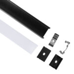 GLOBOSTAR® ALP-LINEAR VEXTA 70825-3M Επιφανειακό Προφίλ Αλουμινίου με Λευκό Γαλακτερό Πατητό Κάλυμμα για Ταινίες LED IP20 - Μαύρο & Λευκό - Μ300 x Π3 x Υ2cm - Πακέτο 5 Τεμαχίων - Image 3