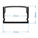 GLOBOSTAR® ALP-LINEAR VEXTA 70825-3M Επιφανειακό Προφίλ Αλουμινίου με Λευκό Γαλακτερό Πατητό Κάλυμμα για Ταινίες LED IP20 - Μαύρο & Λευκό - Μ300 x Π3 x Υ2cm - Πακέτο 5 Τεμαχίων - Image 5