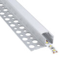 GLOBOSTAR® ALP-PLASTERIN GYPSO 70834-3M Χωνευτό Τερματικό Προφίλ Αλουμινίου Ειδικό για Γυψοσανίδα με Λευκό Γαλακτερό Πατητό Κάλυμμα για Ταινίες LED IP20 - Ασημί & Λευκό - Μ300 x Π3.3 x Υ1.5cm - Πακέτο 5 Τεμαχίων - Image 2