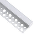 GLOBOSTAR® ALP-PLASTERIN GYPSO 70834-3M Χωνευτό Τερματικό Προφίλ Αλουμινίου Ειδικό για Γυψοσανίδα με Λευκό Γαλακτερό Πατητό Κάλυμμα για Ταινίες LED IP20 - Ασημί & Λευκό - Μ300 x Π3.3 x Υ1.5cm - Πακέτο 5 Τεμαχίων - Image 4