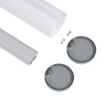 GLOBOSTAR® ALP-ROUND TUBIT 70855-3M Επιφανειακό & Κρεμαστό Προφίλ Αλουμινίου με Λευκό Γαλακτερό Πατητό Κάλυμμα για Ταινίες LED IP20 - Ασημί & Λευκό - Μ300 x Π6 x Υ6cm - Image 3