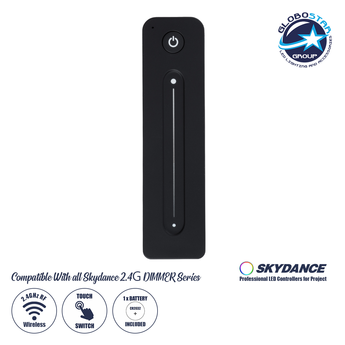 71572_01 GLOBOSTAR® SKYDANCE-R11 71572 Ασύρματο Χειριστήριο Αφής 1 Ζώνης DC 3V(1 x CR2032) IP20 - RF 2.4GHz - Μ14 x Π3.5 x Υ1.1cm - 3 Χρόνια Εγγύηση - Image 1