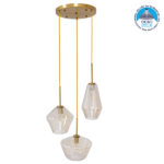 GLOBOSTAR® AMARIS 00978 Μοντέρνο Κρεμαστό Φωτιστικό Οροφής με Ντουί 3 x E27 AC 220-240V IP20 - Χρυσό & Μελί - Μ50 x Π50 x Υ30cm