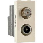 Πρίζα TV-SAT διελεύσεως 1 θέσης Ιβουάρ 10db 2 εξόδων - Image 2