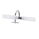 GLOBOSTAR® FLORA 60414 Μοντέρνο Φωτιστικό Τοίχου - Απλίκα Καθρέπτη Μπάνιου με Ντουί 2 x G9 AC 220-240V IP44 - Νίκελ Χρώμιο - Μ31 x Π13 x Υ12cm