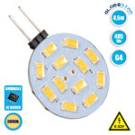 GLOBOSTAR® G4SIDE 76101 Λάμπα G4 LED 4.5W 405lm 120° DC 12-24V IP20 Θερμό Λευκό 2700K Dimmable - Sanan SMD Chip - Side Pin - Μ3 x Π3 x Υ0.8cm - 2 Χρόνια Εγγύηση