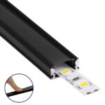 GLOBOSTAR® ALP-LINEAR SURFABO 70806-3M Επιφανειακό Προφίλ Αλουμινίου με Μαύρο Φιμέ Πατητό Κάλυμμα για Ταινίες LED IP20 - Μαύρο - Μ300 x Π1.6 x Υ0.7cm - Πακέτο 5 Τεμαχίων - Image 2