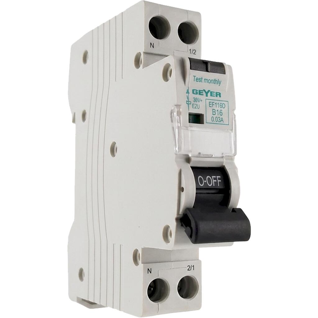 EF116DB_0 Ρελέ διαρροής 1P 30mA Τύπος A με αυτόματη ασφάλεια B 16A 6kA - Image 1